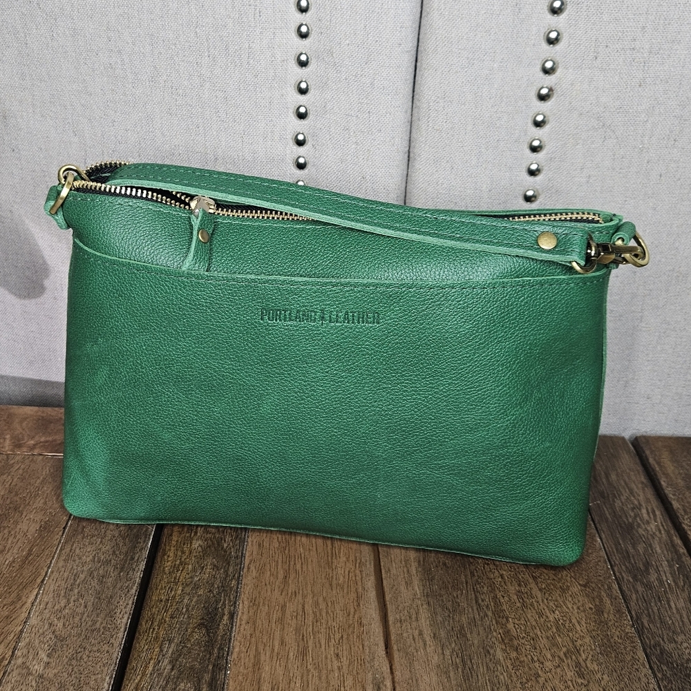Portland Leather Goods Large Poppy Crossbody Bacalar Green - Picture 3 of 16